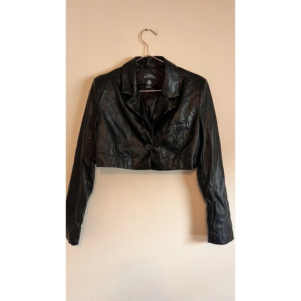 Urban Outfitters UO Kendall Faux Leather Cropped Blazer Size S